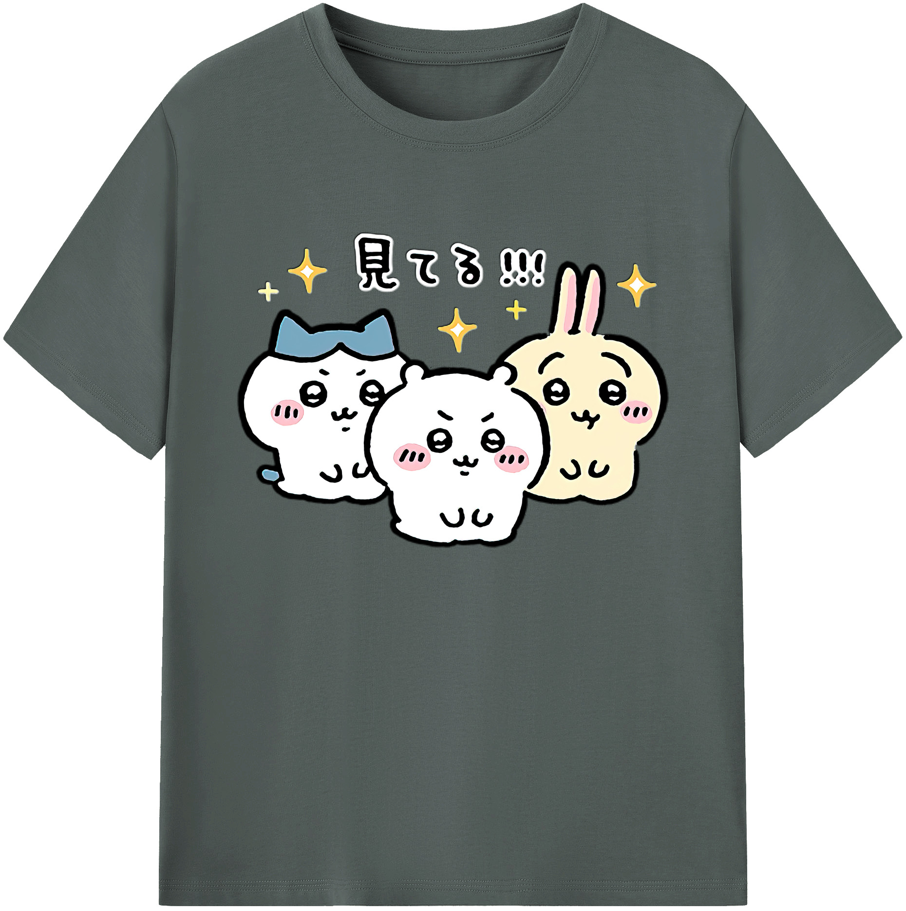 （画像用） ちいかわ ハチワレ Chii-kawa hachiware 綿100％ メンズ半袖Tシャツ｜肌触りやわらか＆通気性